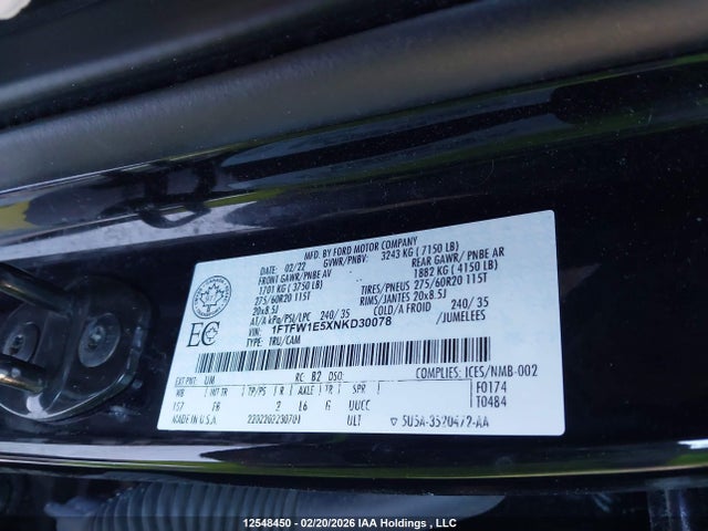1FTFW1E5XNKD30078 Ford F-150 Xlt