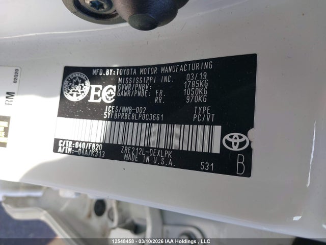 Продажа на аукционе авто 2020 Toyota Corolla Le, vin: 5YFBPRBE8LP003661, номер лота: 12548458