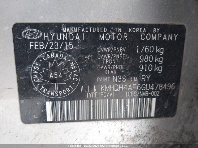 Продаж на аукціоні авто 2016 Hyundai Elantra, vin: KMHDH4AE6GU478496, номер лоту: 12548481