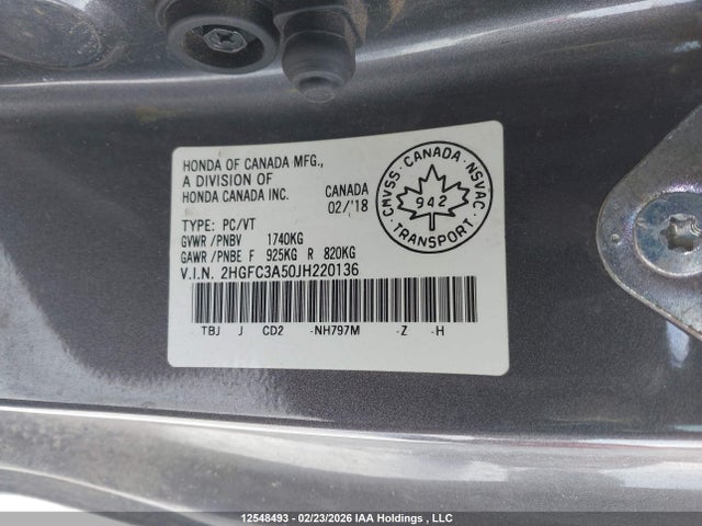 2HGFC3A50JH220136 Honda Civic Si Si