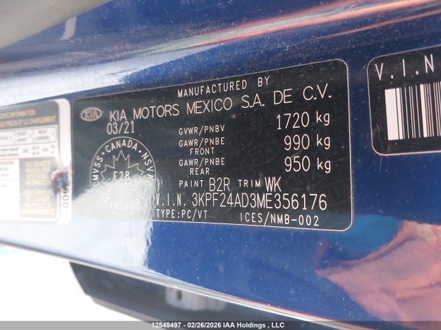 3KPF24AD3ME356176 KIA Forte Fe/lxs