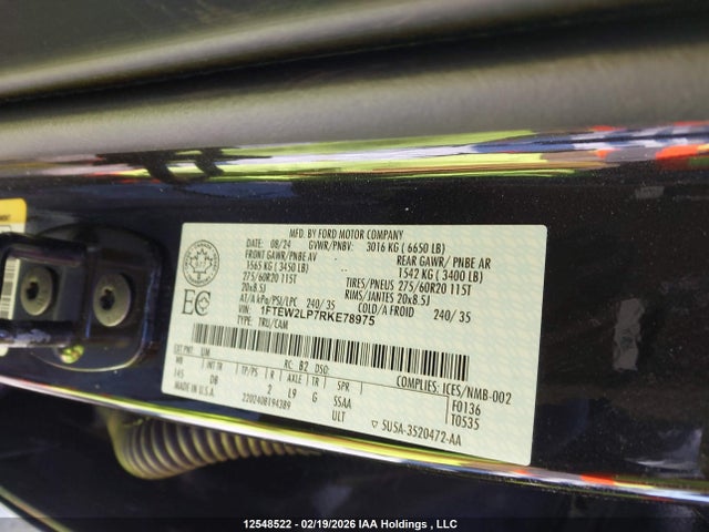 Aukcja sprzedaży 2024 Ford F150 Stx, vin: 1FTEW2LP7RKE78975, numer aukcji: 12548522