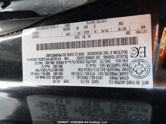 Продажа на аукционе авто 2013 Ford Focus Se, vin: 1FADP3F22DL356600, номер лота: 12548527
