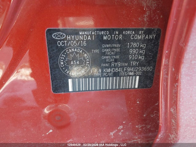 KMHD84LF9HU293690 Hyundai ELANTRA SE
