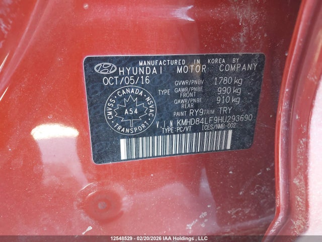 KMHD84LF9HU293690 Hyundai ELANTRA SE