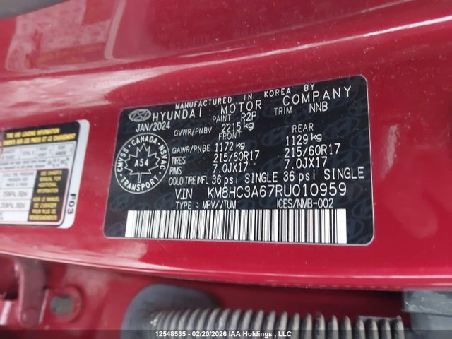 Aukcja sprzedaży 2024 Hyundai Kona Sel, vin: KM8HC3A67RU010959, numer aukcji: 12548535