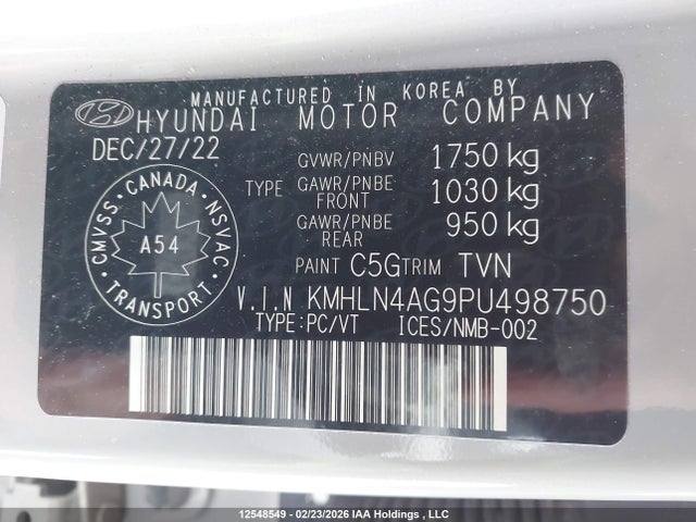 KMHLN4AG9PU498750 Hyundai Elantra Luxury Ivt With Two-tone Interior