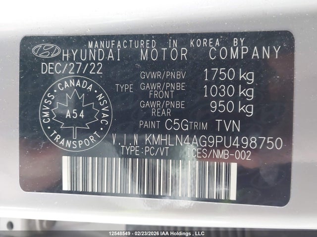 KMHLN4AG9PU498750 Hyundai Elantra Luxury Ivt With Two-tone Interior