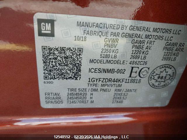 Продаж на аукціоні авто 2019 Cadillac Xt4 Premium Luxury, vin: 1GYFZDR44KF118818, номер лоту: 12548552