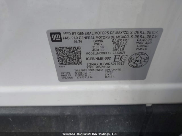 3GNAXUEG9RS219212 Chevrolet EQUINOX LT