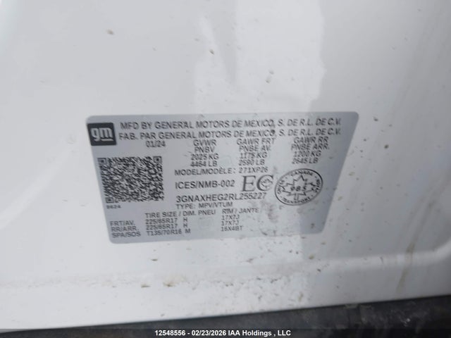 2024 Chevrolet Equinox Ls მანქანა იყიდება აუქციონზე, vin: 3GNAXHEG2RL255227, აუქციონის ნომერი: 12548556