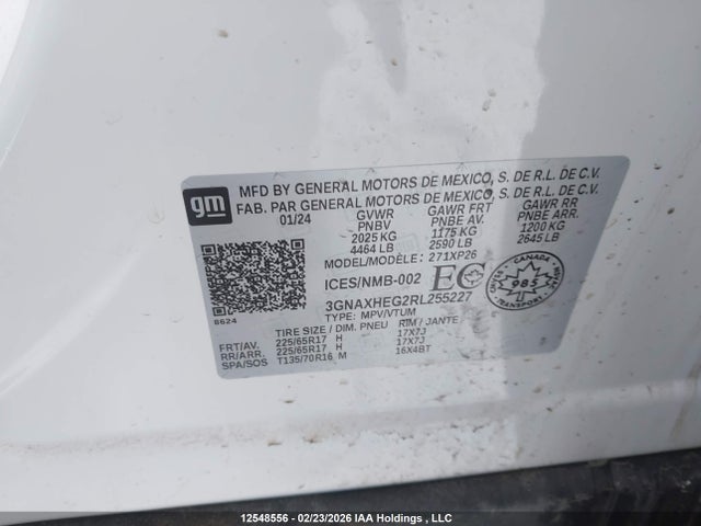 2024 Chevrolet Equinox Ls მანქანა იყიდება აუქციონზე, vin: 3GNAXHEG2RL255227, აუქციონის ნომერი: 12548556