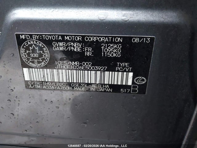 Lexus IS 250 2014 JTHCF1D26E5003927 Image 9