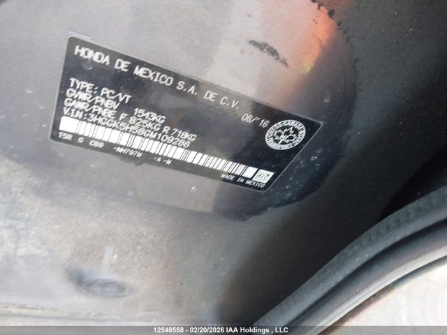 3HGGK5H58GM109286 Honda FIT LX