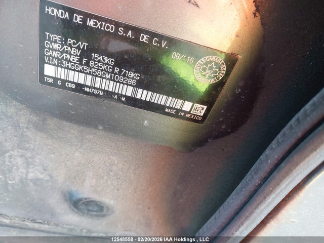 3HGGK5H58GM109286 Honda FIT LX