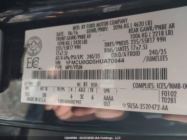 1FMCU0GD5HUA70944 Ford Escape