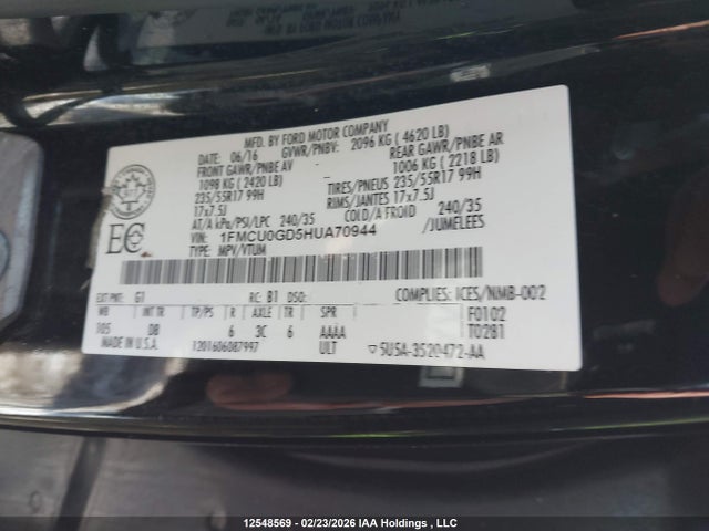1FMCU0GD5HUA70944 Ford Escape
