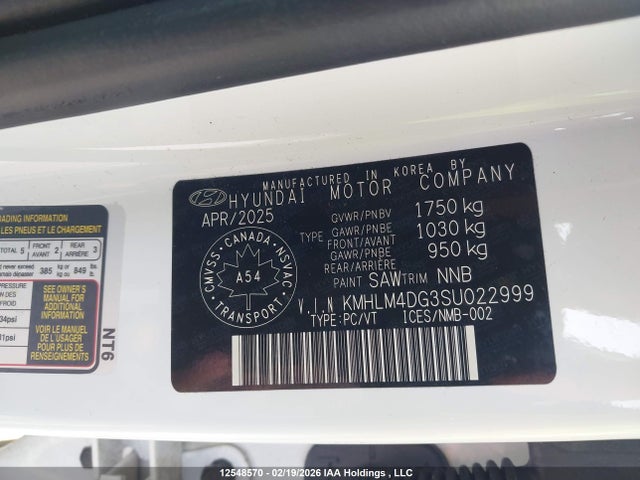 KMHLM4DG3SU022999 Hyundai Elantra Sel Sport