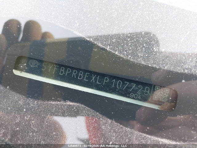 12548573 :رقم المزاد ، 5YFBPRBEXLP107729 vin ، 2020 Toyota Corolla مزاد بيع