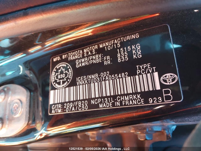 VNKKTUD31FA055482 Toyota YARIS LE