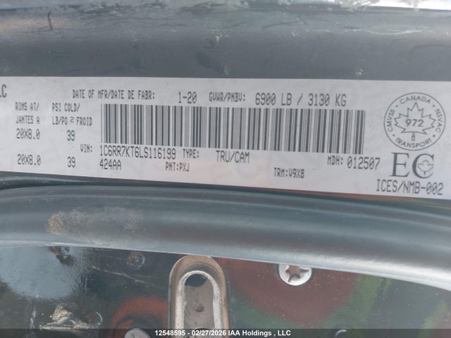 1C6RR7KT6LS116199 RAM 1500 Classic Tradesman/express