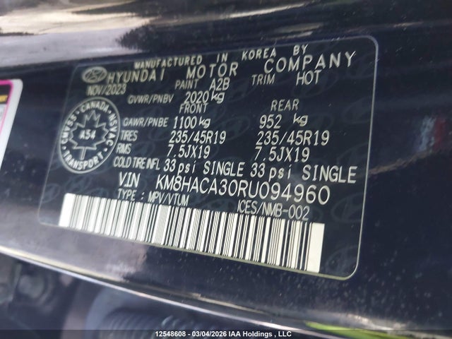 Продажа на аукционе авто 2024 Hyundai Kona 1.6t N Line, vin: KM8HACA30RU094960, номер лота: 12548608