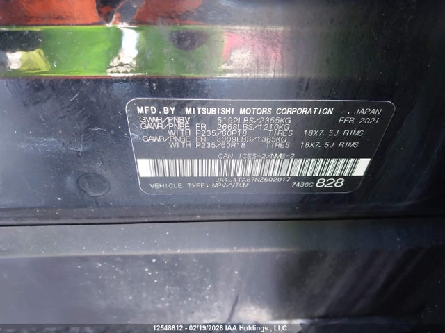 Продаж на аукціоні авто 2022 Mitsubishi Outlander Es, vin: JA4J4TA87NZ602017, номер лоту: 12548612