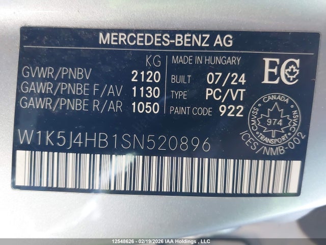 W1K5J4HB1SN520896 Mercedes-Benz CLA 250 4MATIC
