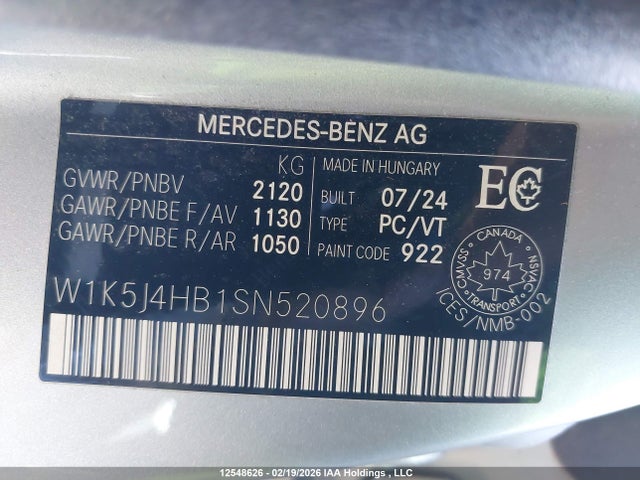 W1K5J4HB1SN520896 Mercedes-Benz CLA 250 4MATIC