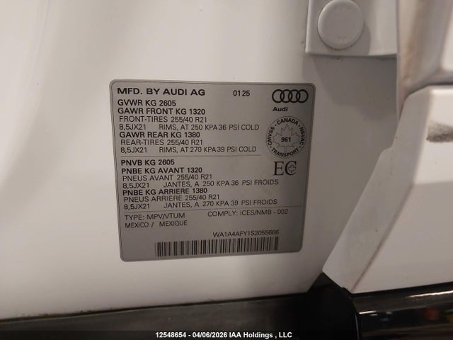 WA1A4AFY1S2055666 Audi Sq5 Premium