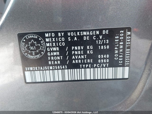 3VW2K7AJ5EM256543 Volkswagen Jetta 2.0l Trendline+