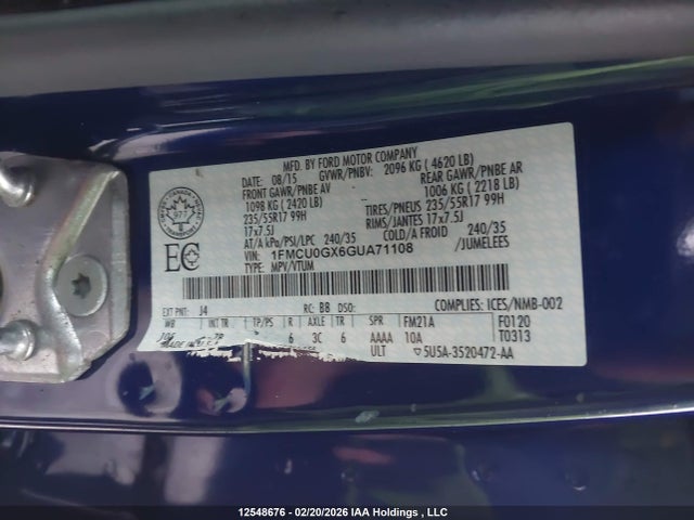 1FMCU0GX6GUA71108 Ford ESCAPE SE