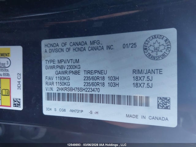 2HKRS6H75SH223470 Honda CR-V HYBRID