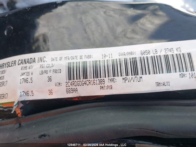 Продаж на аукціоні авто 2012 Dodge Grand Caravan Crew, vin: 2C4RDGDG4CR161389, номер лоту: 12548711