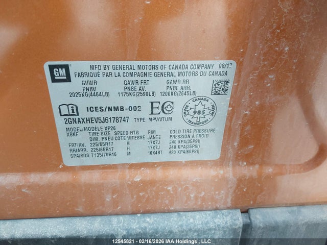 2GNAXHEV5J6178747 Chevrolet EQUINOX LS