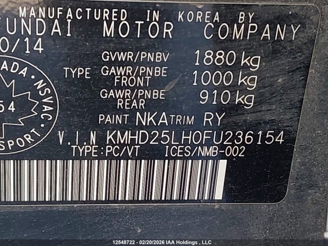KMHD25LH0FU236154 Hyundai ELANTRA GT