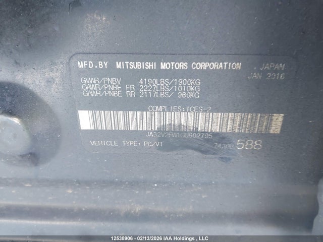Mitsubishi Lancer Es/gts/se Ltd 2016 JA32V2FW1GU602795 Image 19