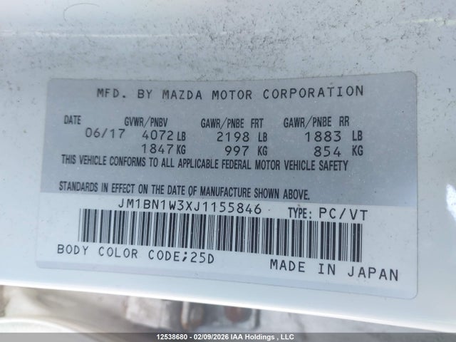 JM1BN1W3XJ1155846 Mazda Mazda3 Gt