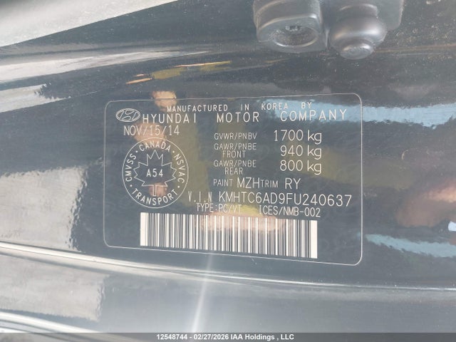 Hyundai Veloster Tech 2015 KMHTC6AD9FU240637 Image 9