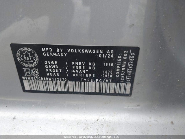 Aukcja sprzedaży 2024 Volkswagen Golf Gti Performance, vin: WVWVA7CD4RW172570, numer aukcji: 12548760