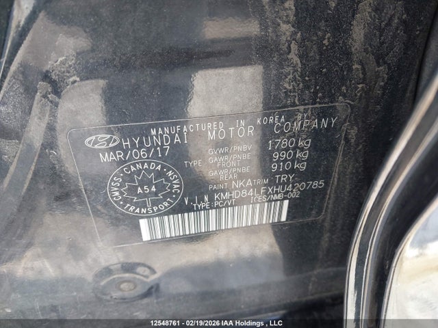 KMHD84LFXHU420785 Hyundai ELANTRA GL