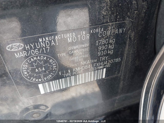 KMHD84LFXHU420785 Hyundai ELANTRA GL