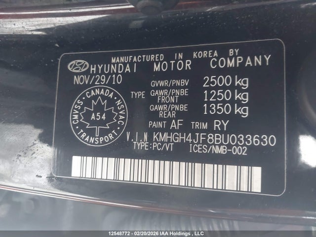 Aukcja sprzedaży 2011 Hyundai Equus Signature/ultimate, vin: KMHGH4JF8BU033630, numer aukcji: 12548772