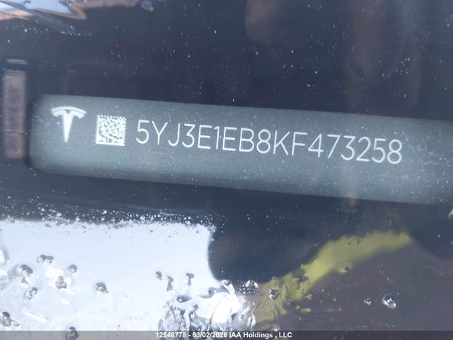 12548778 :رقم المزاد ، 5YJ3E1EB8KF473258 vin ، 2019 Tesla Model 3 Long Range/performance مزاد بيع