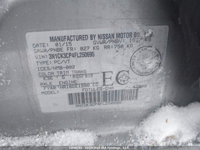 3N1CK3CP4FL250695 Nissan Micra S/sr/sv