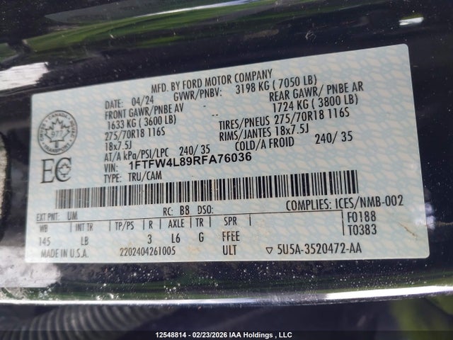 1FTFW4L89RFA76036 Ford F-150