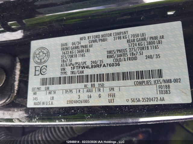 1FTFW4L89RFA76036 Ford F-150