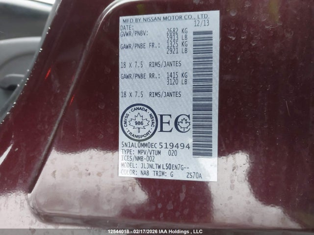 5N1AL0MM0EC519494 Infiniti QX60