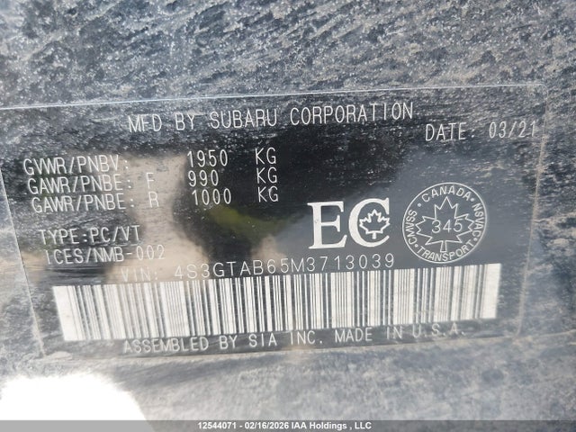 4S3GTAB65M3713039 Subaru Impreza Convenience With Eyesight 5-door