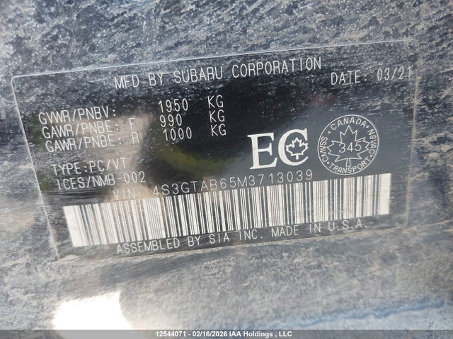 4S3GTAB65M3713039 Subaru Impreza Convenience With Eyesight 5-door